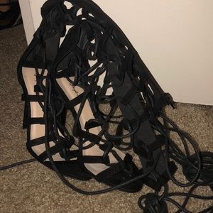 Lace up high heels